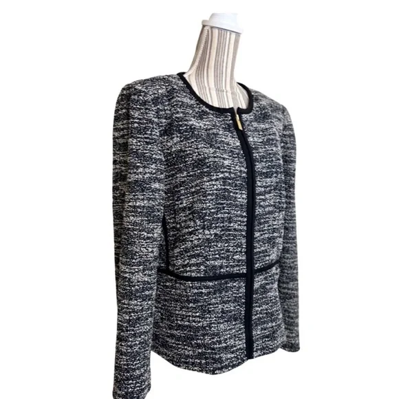 Donna Karan Black and White Tweed Blazer Size 16 - Picture 2 of 9